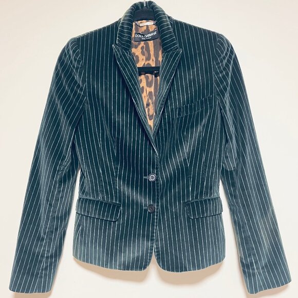 Dolce & Gabbana Velvet stripped blazer with amazingly soft silk lining - Picture 1 of 5